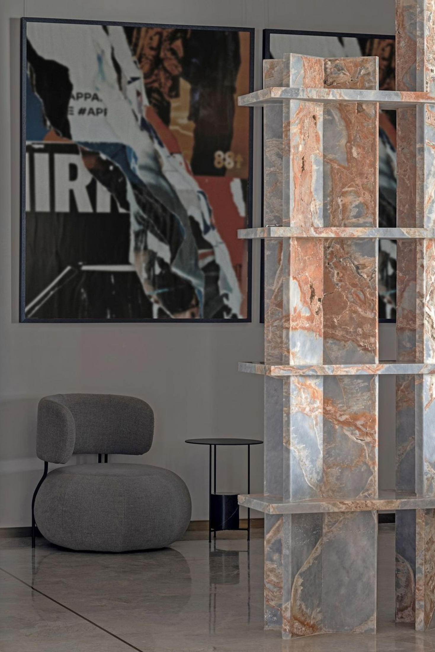 modern comfortable accent chair in grey with unique design